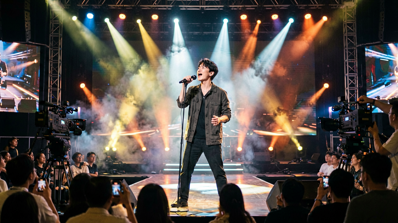 NG大舞台现场演出：歌手在聚光灯下倾情演绎
